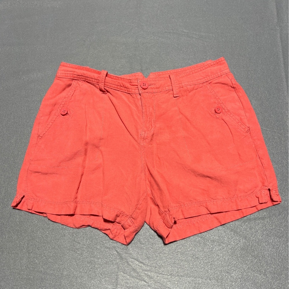 Calvin Klein Jeans Womens Coral Pink Linen Blend Shorts Size 2 Casual Summer